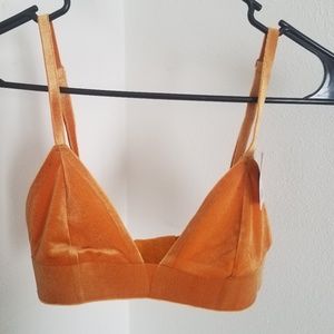 NWT Urban Outfitters velvet yellow bralette